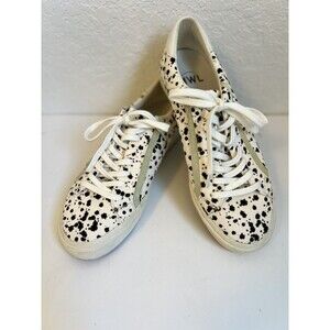Madewell Fashion Athletic Shoe Womens 10M Leather Fur Ivory White Brown Travel